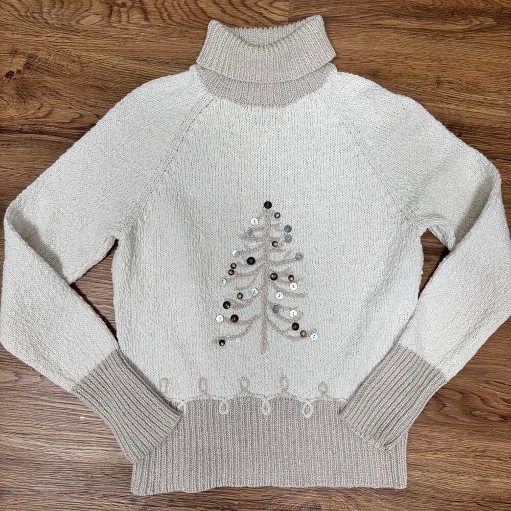 Talbots Vintage Cream Christmas Sweater